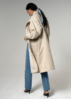 Martelle Oversized Beige Drawstring Waist Zip Up Duster Trench Coat