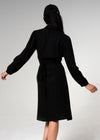 Odeon VNeck Long Sleeve Tailored Black Tencel Wrap Dress