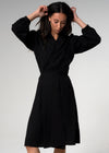 Odeon VNeck Long Sleeve Tailored Black Tencel Wrap Dress