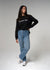 Etienne Crewneck Raglan Sleeve Oversized Cotton Black Sweater