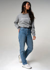 Etienne Crewneck Raglan Sleeve Oversized Cotton Grey Sweater