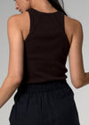 Moto Racerback Brown Ribbed Cotton Tank