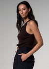 Moto Racerback Brown Ribbed Cotton Tank