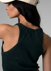 Moto Racerback Green Ribbed Cotton Tank