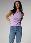 Moto Racerback Lilac Purple Ribbed Cotton Tank