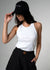 Moto Racerback White Ribbed Cotton Tank