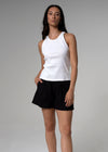 Moto Racerback White Ribbed Cotton Tank