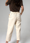 SG Armont High Waisted Pleated Straight Leg Cream Linen Cropped Pant