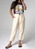 SG Armont High Waisted Pleated Straight Leg Cream Linen Cropped Pant