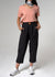 SG Armont High Waisted Pleated Straight Leg Black Linen Cropped Pant