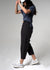 SG Armont High Waisted Pleated Straight Leg Black Linen Cropped Pant