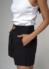 Saint Georges High Waisted Black Linen Short