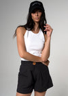 Saint Georges High Waisted Black Linen Short