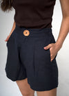 Saint Georges High Waisted Navy Linen Short