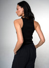 Sentier Squareneck Black Ribbed Cotton Tank