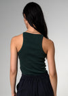 Sentier Squareneck Green Ribbed Cotton Tank