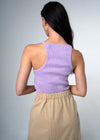 Sentier Squareneck Lilac Purple Ribbed Cotton Tank