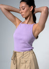 Sentier Squareneck Lilac Purple Ribbed Cotton Tank