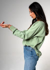 Etienne Crewneck Raglan Sleeve Oversized Cotton Green Sweater